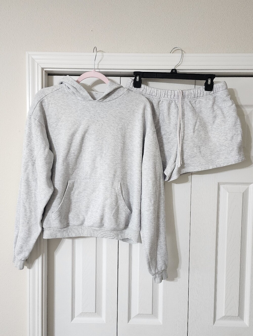 Skims Light Heather Grey Sweatshort Set